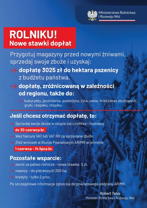 MRiRW sprzedaż zboża plakat